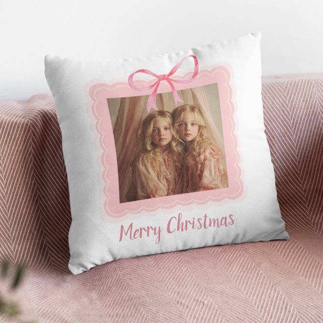 Coussin Personalized Family Photo Merry Christmas Pillow (Créateur téléchargé)