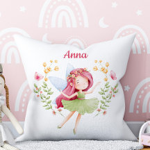 Personalized Feminine Fairy Girl Throw Pillow