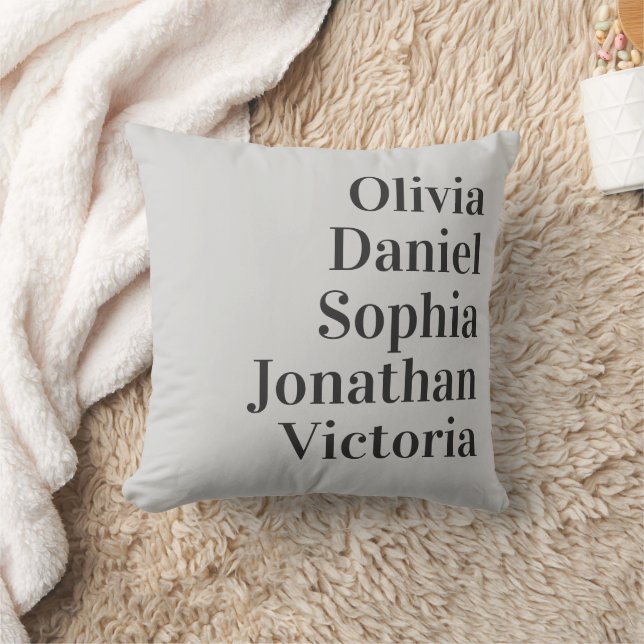 Coussin Personalized Grandchildren Names | Soft Gray  (Couverture)