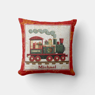 Coussin Personalized Holiday Christmas Train I Kids Gifts