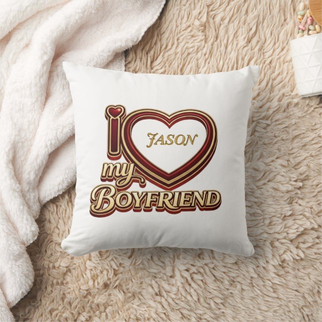 Coussin Personalized I Love My Boyfriend Custom Name (Couverture)
