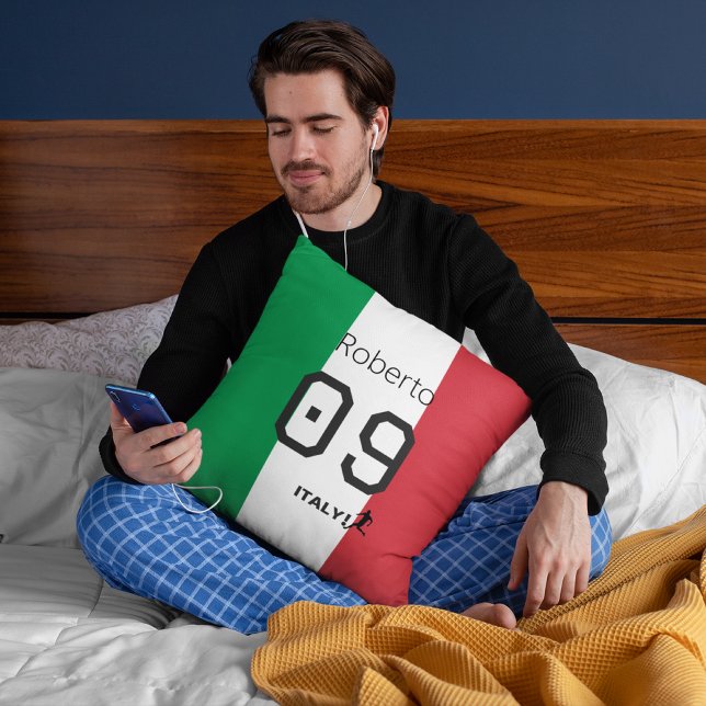 Coussin Personalized Italy National Flag Colors Soccer Fan (Créateur téléchargé)