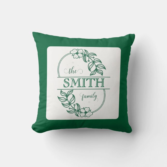 Coussin  Personalized Modern Floral Family Name Monogram (Recto)