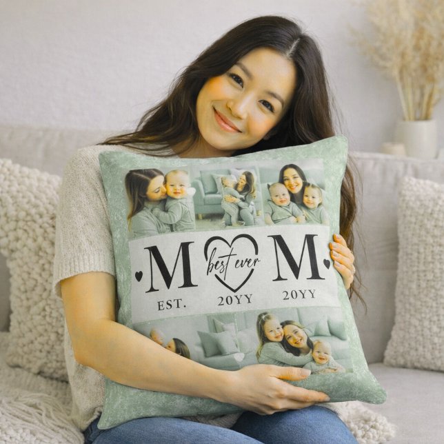 Coussin Personalized Mom Photo  Sage Green (Créateur téléchargé)