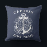 Coussin Personalized Nautical Captain Boat Name Anchor<br><div class="desc">Personalized Nautical Captain Boat Name Anchor Throw Pillow</div>