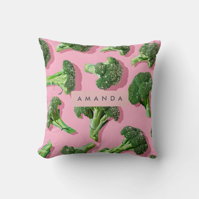 Coussin Personalized Pastel Sparkle Green Broccoli  (Recto)