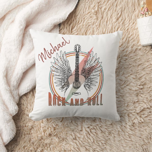 Coussin Personalized pillow Rock and Roll, guitare et aile (Couverture)