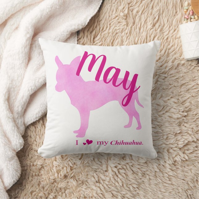 Coussin Personalized Pink Chihuahua Throw Pillow チワワ (Couverture)