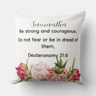 Coussin Personalized pink floral bible verse Christian