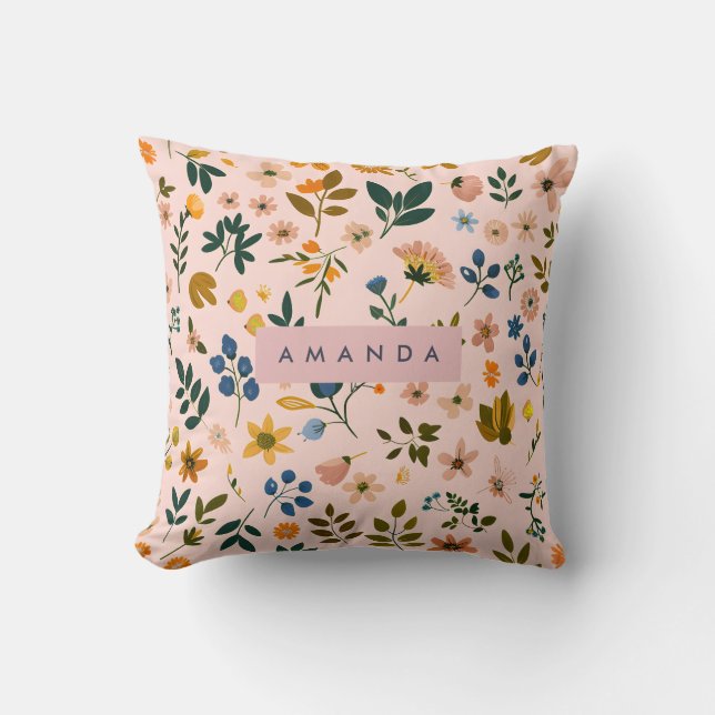 Coussin Personalized Playful Wildflower in Peach (Recto)