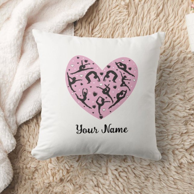 Coussin Personalized Rhythmic Gymnastics Pillow Pink Heart (Créateur téléchargé)