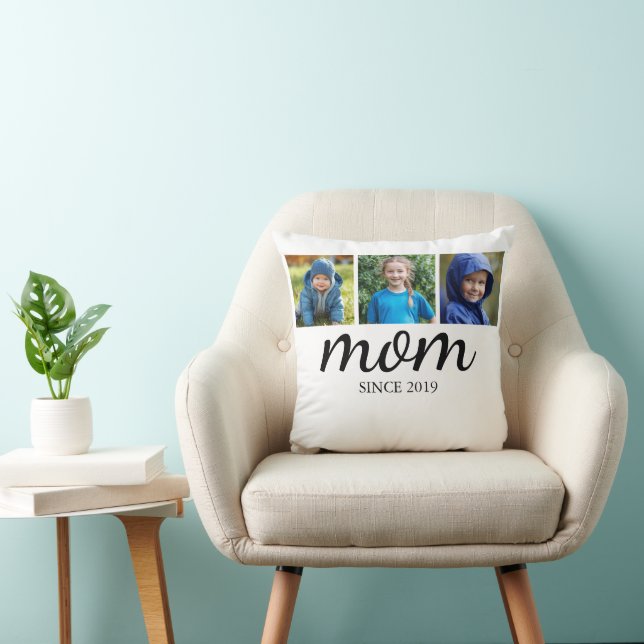Coussin Personalized Three Photo Mom (Chaise)