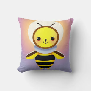 Coussin Personnage de abeille dessin animé souriant