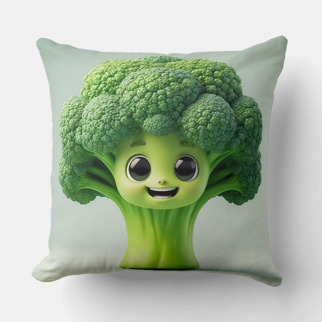 Coussin Personnage de brocoli de dessin animé mignon (Recto)