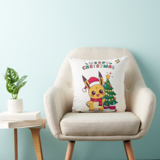 Coussin Personnage de Noël Kawaii | Art de vacances pour A
