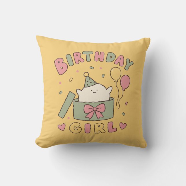 Coussin Personnage fantôme mignon d'anniversaire (Recto)