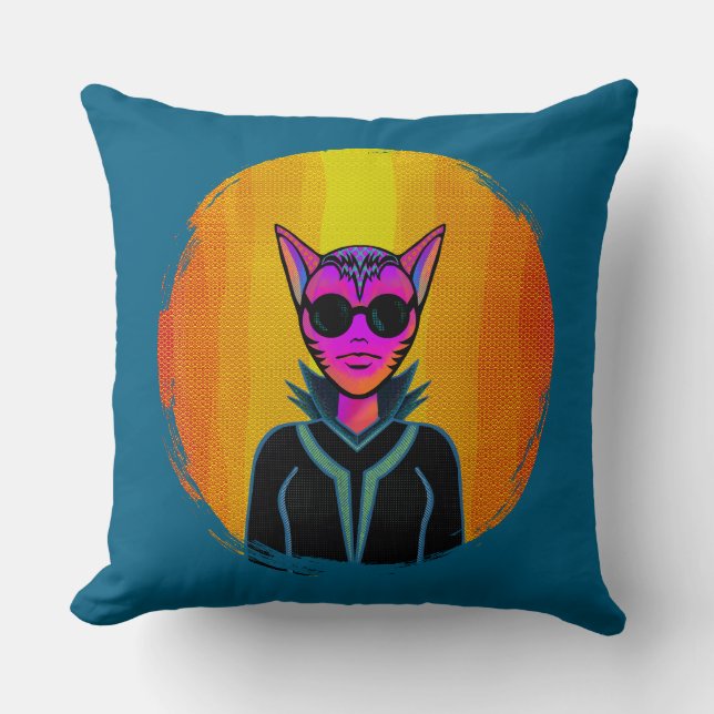 Coussin Personnage félin en triple exemplaire (Recto)