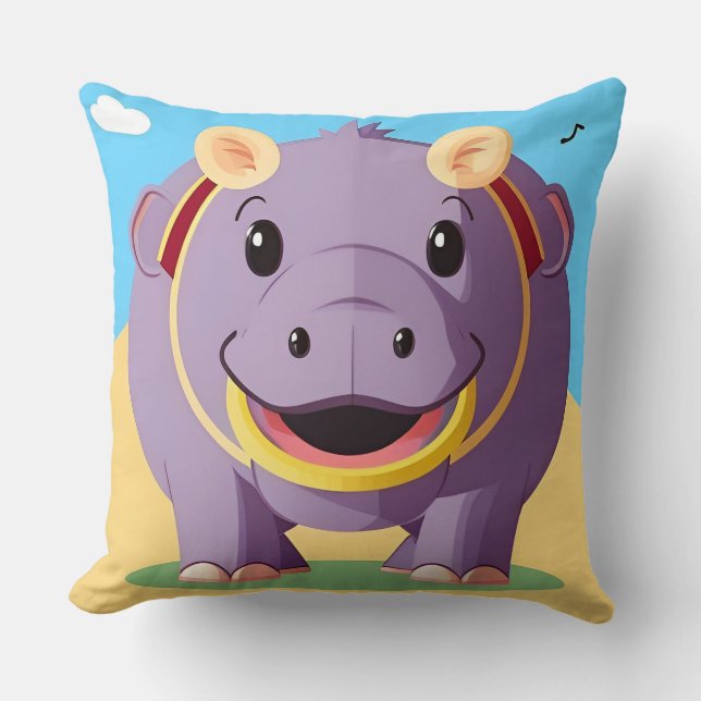 Coussin Personnage Happy Hippo (Recto)