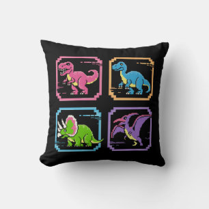 Coussin Personnages de dinosaures d'arcade rétro des année