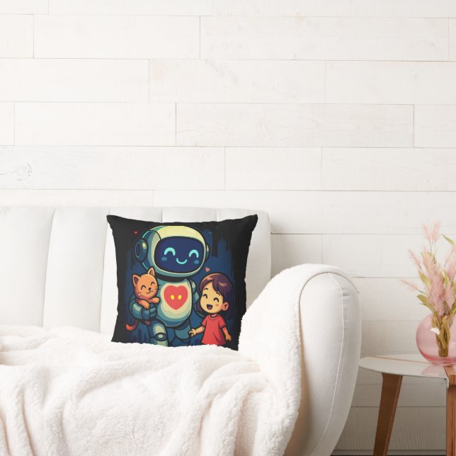 Coussin Personnages d'IA et de Robot – Collection de Desig (Canapé)