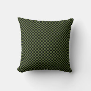 Coussin Personnalisable à carreaux noir/vert olive