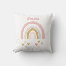 Coussin personnalisable avec nom et arc-en-ciel