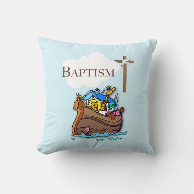 Coussin Personnalisable, baptême de bébé garçon Arche de N (Recto)