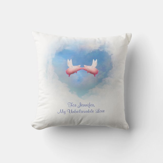 Coussin personnalisable Flying Pigs In Love (Recto)