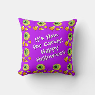 Coussin Personnalisable Halloween Eyeball & Candy Corn Cou