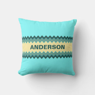 Coussin Personnalisable Jaune Bleu Verre Motif rayé