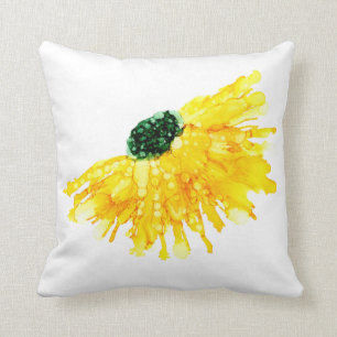 Coussin Personnalisable ! ! ! Jaune marguerite peint à la