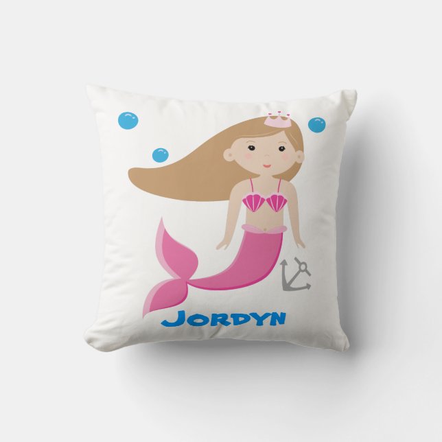 Coussin personnalisable mignon de sirène - sous la (Recto)