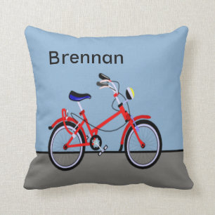 Coussin Personnalisable nommé rouge de bicyclette et de