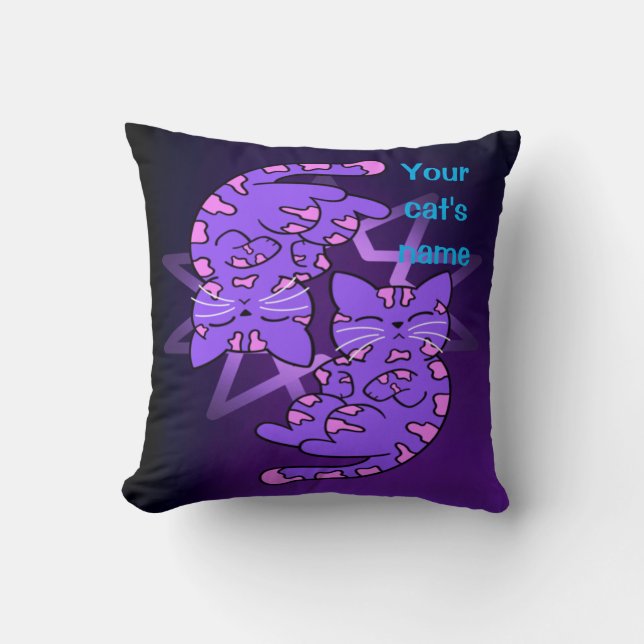 Coussin Personnalisable Purple Gemini Kittens Décagon Viol (Recto)