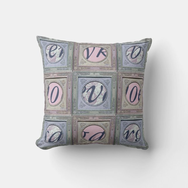 Coussin personnalisable vintage avec message secre (Recto)