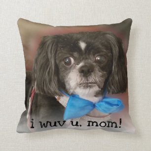 Coussin Personnalisation Cute Pet Photo I Wuv U Love Citat