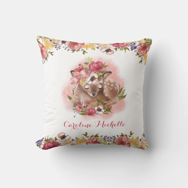 Coussin Personnalisation de la petite fille florale de cou (Recto)