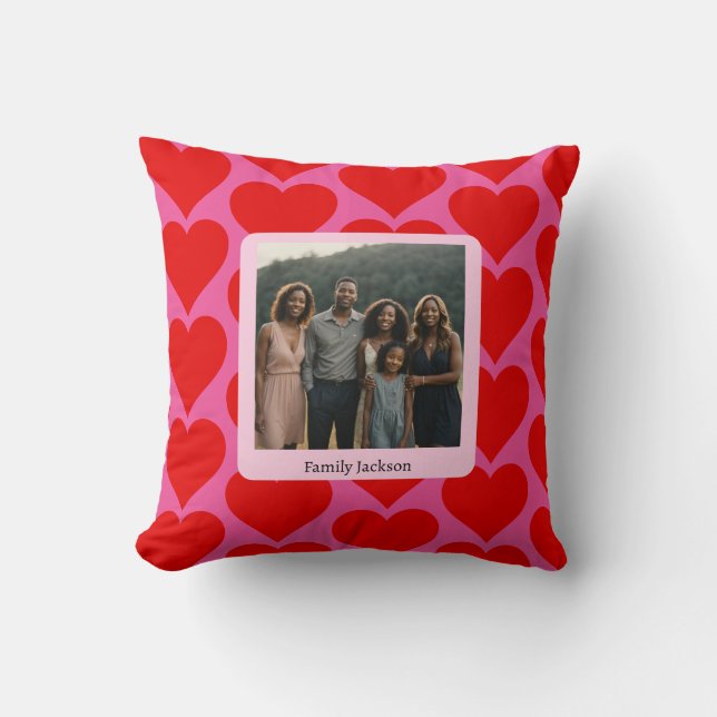 Coussin personnalisation valentine's day coeurs amour rose (Recto)