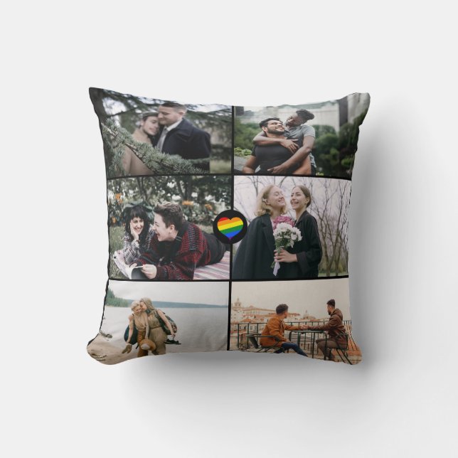 Coussin Personnalisé 12 Photos Gay pride LGBT Rainbow Love (Recto)