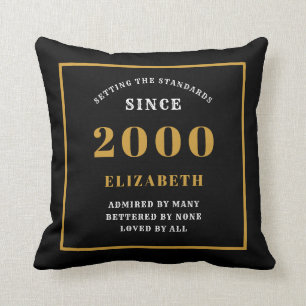 Coussin Personnalisé 21e anniversaire Elegant Chic Black