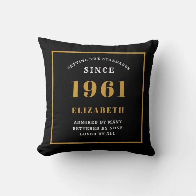 Coussin Personnalisé 60e anniversaire 1961 Elegant Chic Bl (Recto)