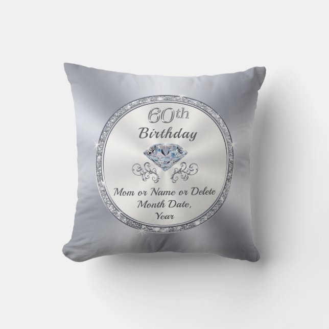 Coussin Personnalisé 60e anniversaire présent pour maman,  (Recto)
