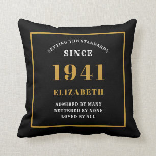 Coussin Personnalisé 80e anniversaire 1941 Elégant Chic Bl