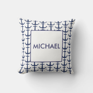 Coussin personnalisé à l'ancre nautique marine