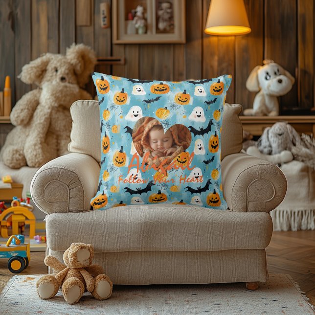 Coussin personnalisé à thème Halloween avec coeur (Créateur téléchargé)