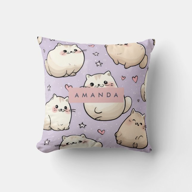 Coussin Personnalisé Adorable Chubby Motif de chat (Recto)