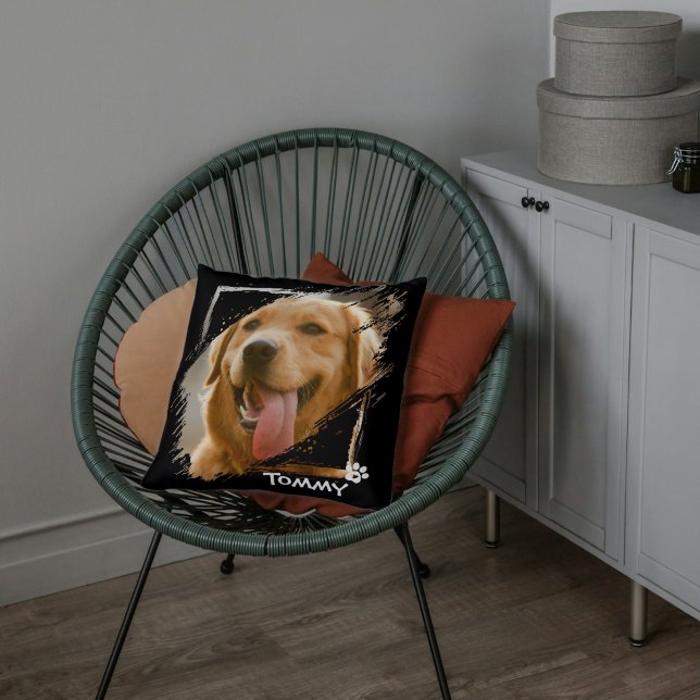 Coussin Personnalisé Animaux de compagnie Amis Photo & Nom (Custom Pet Friends Photo & Name Throw Pillow Gift)