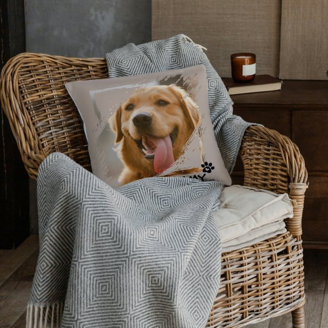 Coussin Personnalisé Animaux de compagnie Amis Photo & Nom (Custom Pet Friends Photo & Name Throw Pillow Gift)