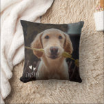 Coussin Personnalisé Animaux de compagnie Photo manuscrite<br><div class="desc">Coussin personnalisé avec votre photo préférée de votre animal,  une illustration de coeur mignon et votre nom personnalisé dans un script manuscrit. Grand cadeau de conservation pour le père chien,  maman chat,  ou tout autre parent d'un bébé à fourrure.</div>