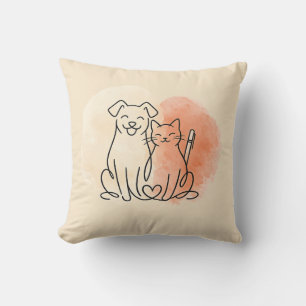 Coussin personnalisé aquarelle minimaliste chien e